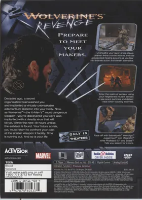 X2 - Wolverine's Revenge box cover back